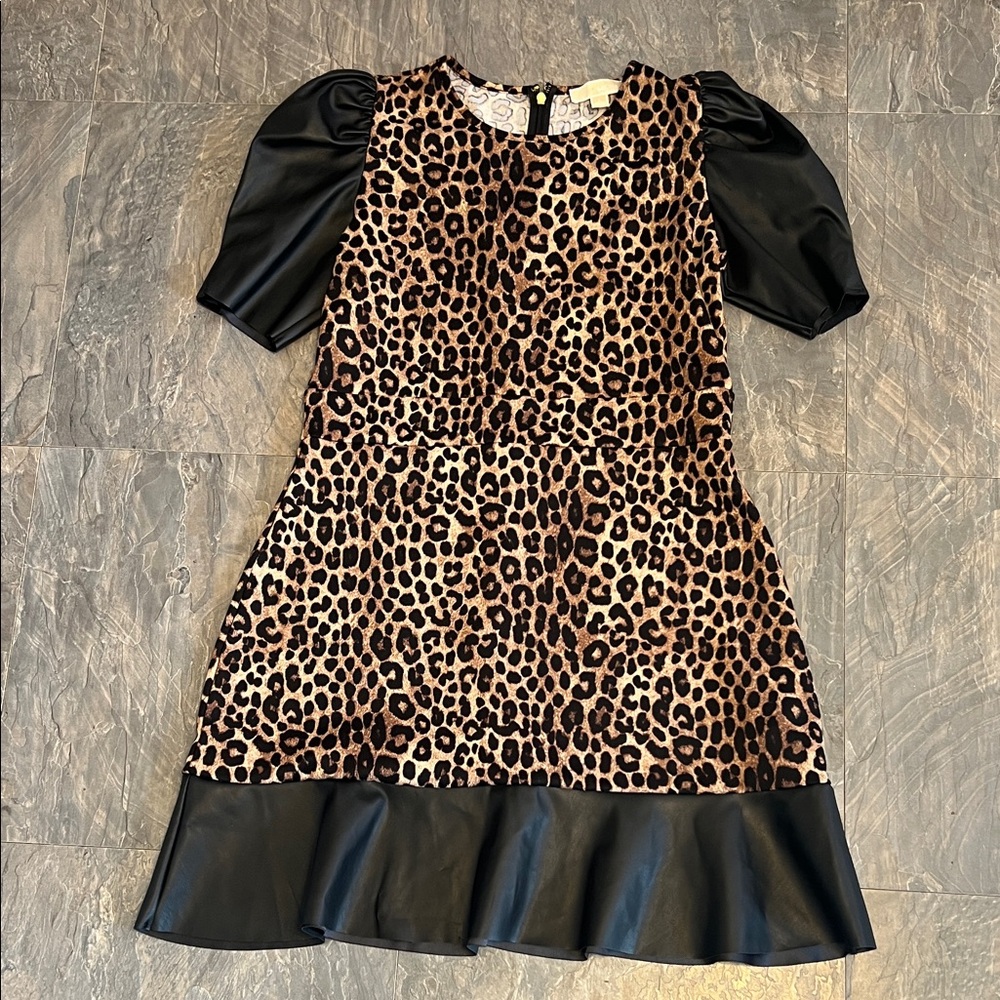 Michael Kors Leopard Print Dress with Black Details